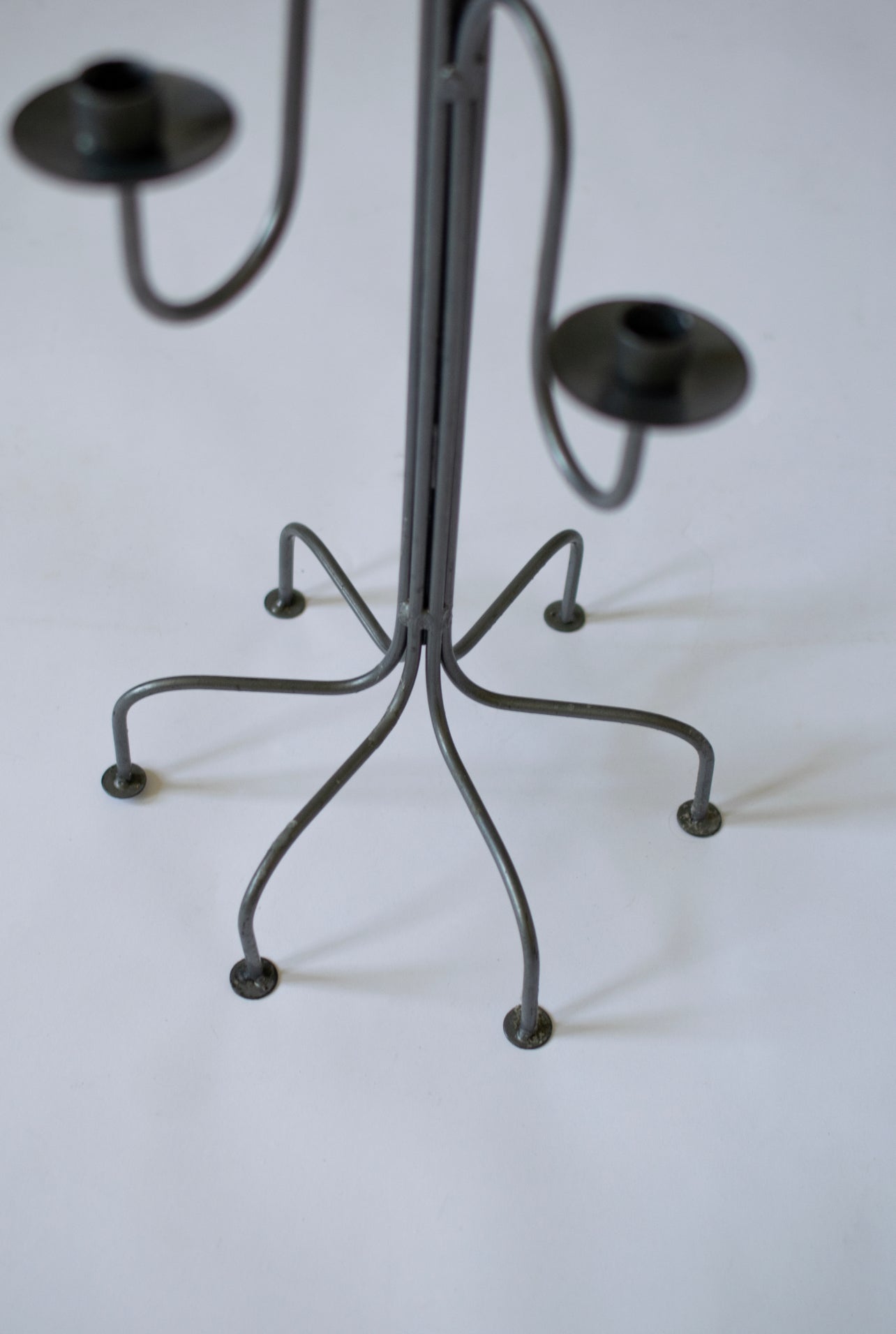 Vintage Sculptural Brushed Nickel Floor Candle