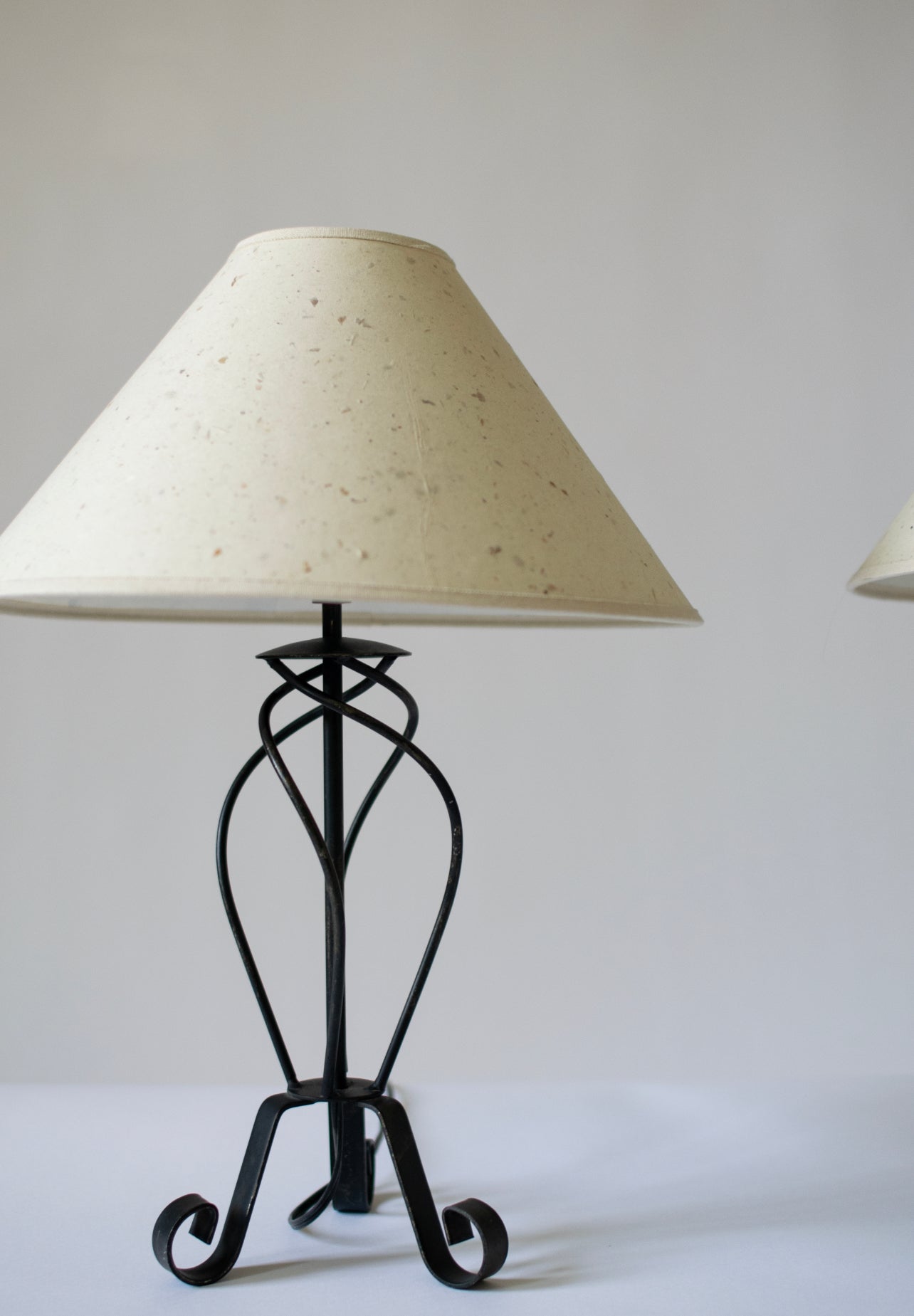 Pair of Metal Lamps with Paper Shade