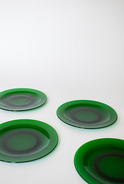 Set of 4 Vintage Green Dinner Plates