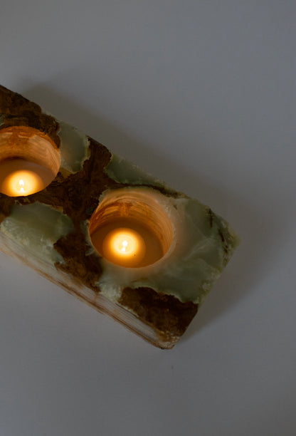 Solid Onyx Candle Holder