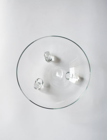 Handblown Clear Glass Bowl With Spiral Feet